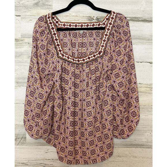 Max Studio women's M lightweight long sleeve square neck boho blouse new - Picture 1 of 6